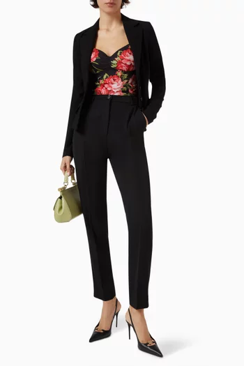 Rose-print Top in Cotton Blend