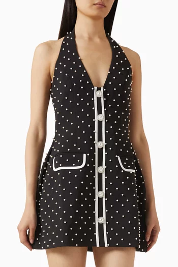The Ultimate Muse Pearl Polka Dot Mini Dress