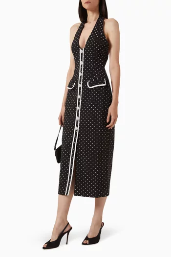 The Ultimate Muse Polka Dot Button Midi Dress