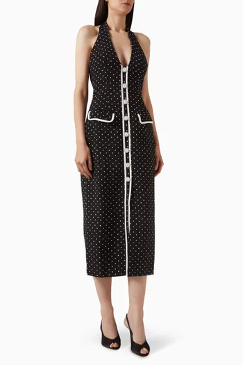 The Ultimate Muse Polka Dot Button Midi Dress