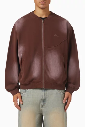 Faded Zip Bomber Jacket in Cotton-fleece