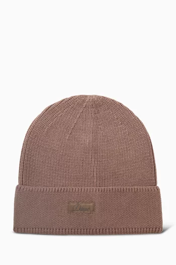 Cursive Ribbed Beanie in Knit
