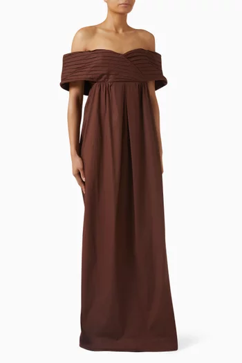 Balearic Off-shoulder Dress in Cotton Blend