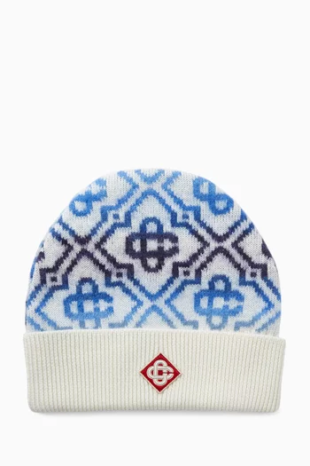 Space Dye Monogram Beanie in Wool