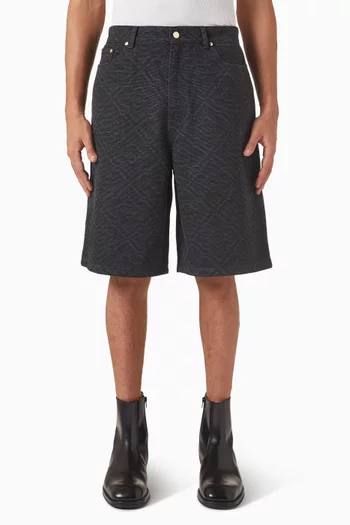 شورت بنقشة أحرف الماركة محفورة بالليزر دينم