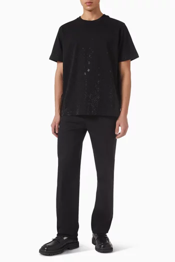 تي شيرت مرصع بالكريستال بأحرف الماركة قطن