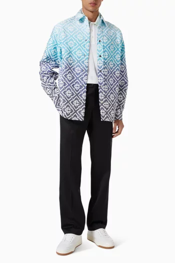 جاكيت بنمط قميص بنقشة شعار الماركة بألوان متدرجة من الجاكار مزيج قطن