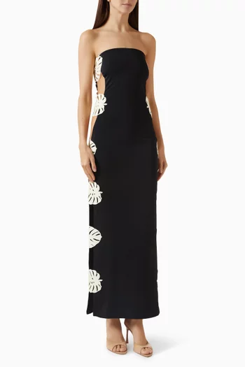 Hoja Rota Maxi Dress in Stretch Nylon