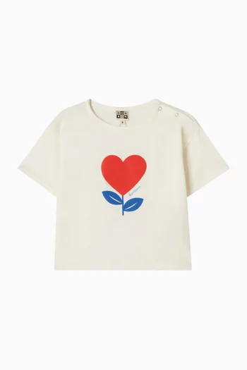 تي شيرت بفتحة رقبة مستديرة وطبعة