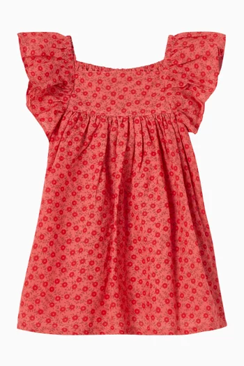 فستان بنقشة زهور مزيج قطن