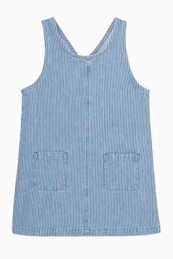 فستان بقصة على شكل حرف A مخطط دينم قطني