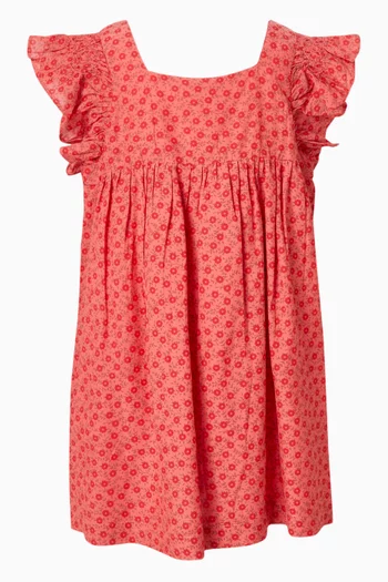 فستان بنقشة زهور مزيج قطن