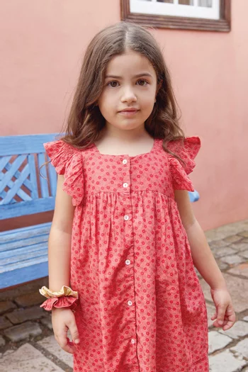 Floral-print Dress in Cotton Blend