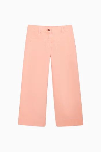 بنطال جينز بساقين واسعتين دينم قطني