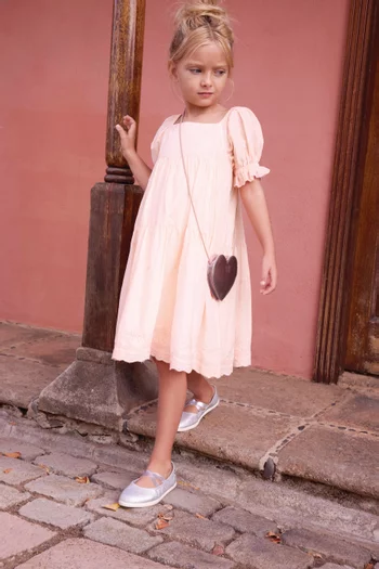 Puff-sleeved Dress in Cotton