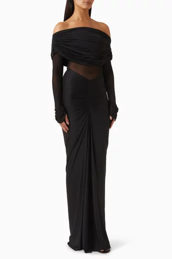 فستان سهرة جولين ليكرا مالاي وقماش شبكي