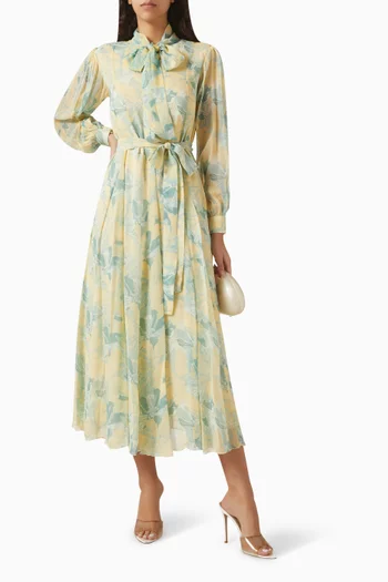 فستان بحزام وعقدة عند الرقبة جورجيت