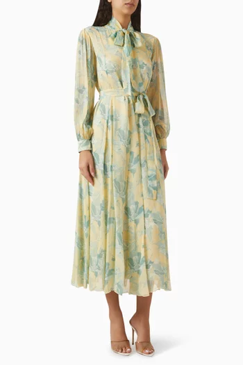 فستان بحزام وعقدة عند الرقبة جورجيت