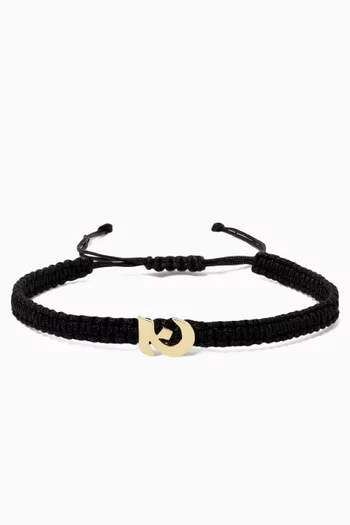 Arabic Letter 'Jeem' Cord Bracelet in 18kt Gold