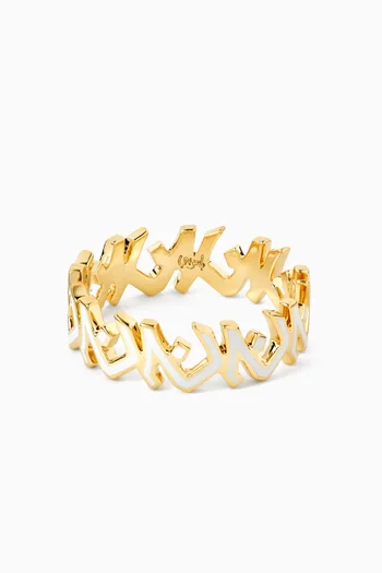 Arabic Letter 'Jeem' Ring in Enamel & 18kt Gold