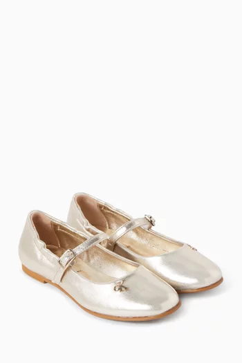 Ballet Flats in Faux Metallic Leather