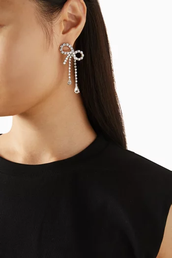 Mirabelle Bow Drop Earrings in Silver-tone Brass