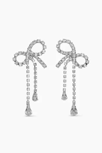 Mirabelle Bow Drop Earrings in Silver-tone Brass