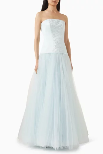 Mel Embellished Gown in Satin & Tulle