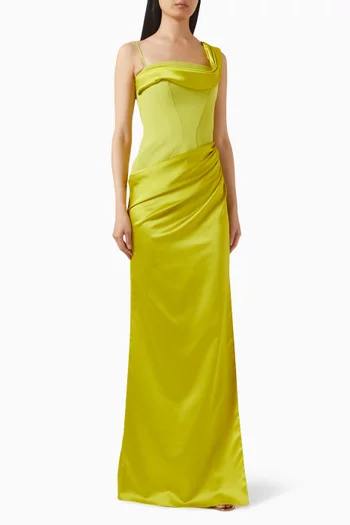 Etoile Draped Gown in Crepe & Satin