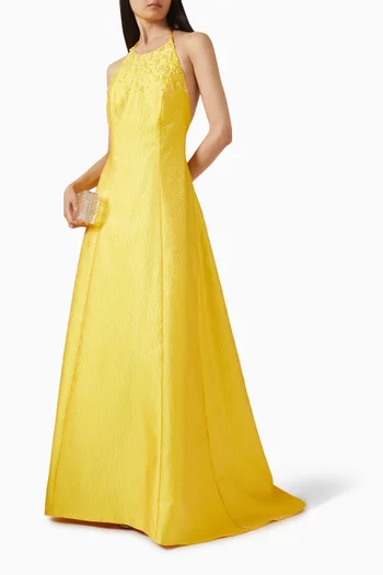 Keijn Open-back Gown in Brocade