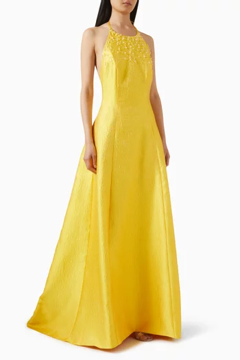 Keijn Open-back Gown in Brocade