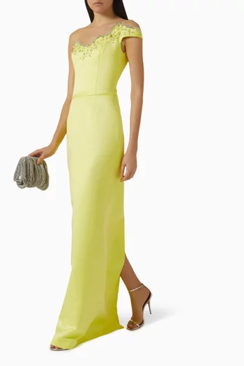 فستان يوم طويل مزين بتطريزات