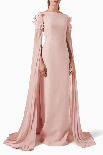 فستان بكاب ورقع زهور شيفون