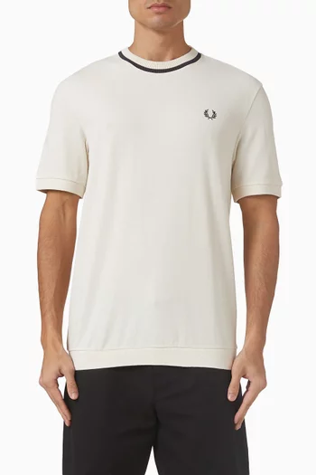 تي شيرت بفتحة رقبة مستديرة قطن بيكيه