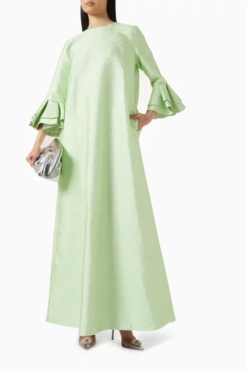 Menthe Fluted-cuff Maxi Dress