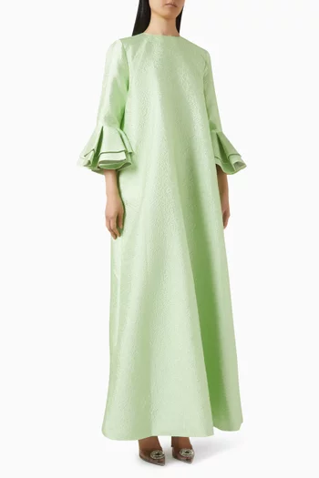 Menthe Fluted-cuff Maxi Dress