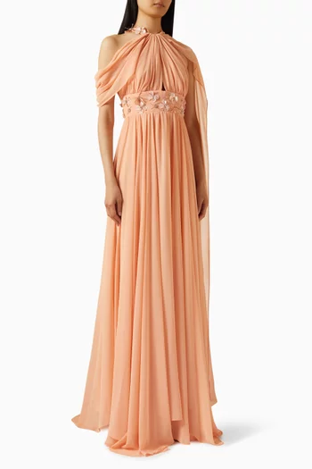 Perry Embellished Pleated Maxi Dress