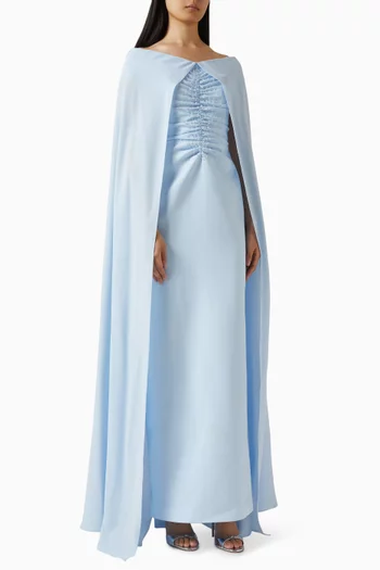 Cipria Embellished Cape-style Maxi Dress