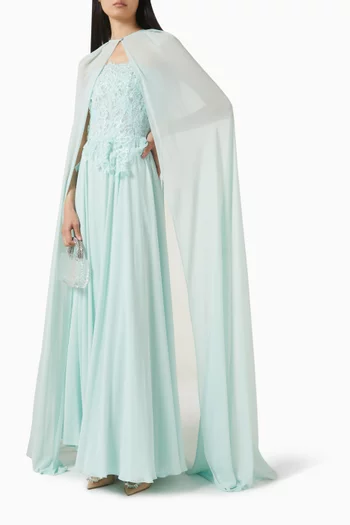 Chantilly Cape Maxi Dress in Lace