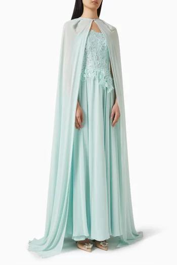 Chantilly Cape Maxi Dress in Lace