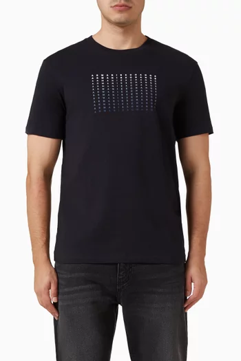 تي شيرت بطبعة شعار الماركة قطن