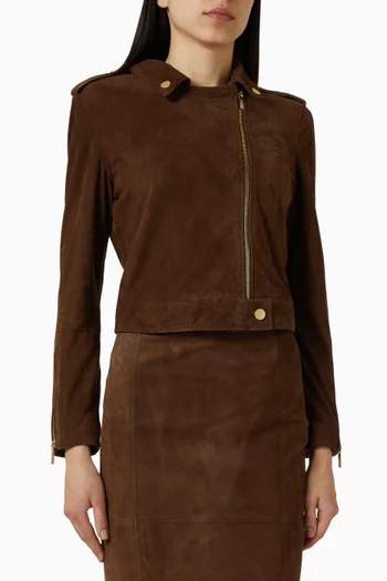 Zip Jacket in Suede Leather