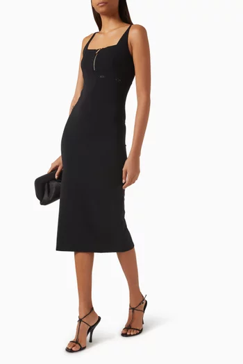 فستان متوسط الطول بسحّاب قصير