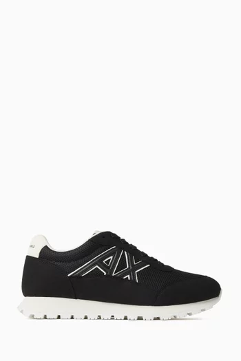 Drop Side AX Logo Sneakers in Microsuede & Mesh