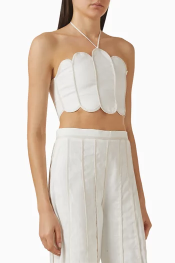 بلوزة لينا بحواف صدفية الشكل كتان