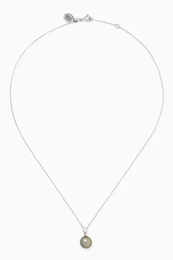 Tahitian Pearl & Diamond Pendant in 18kt White Gold