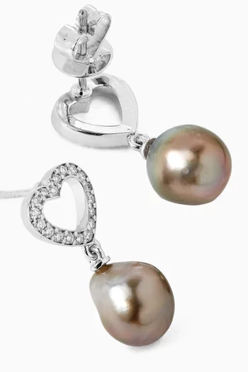 Pearl & Heart Diamond Earrings in 18kt Gold