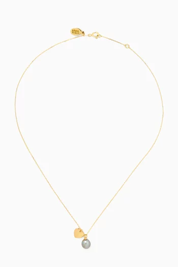 Pearl & Heart Charm Necklace in 18kt Yellow Gold