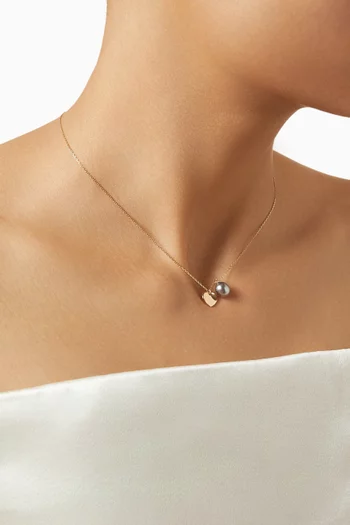 Pearl & Heart Charm Necklace in 18kt Yellow Gold