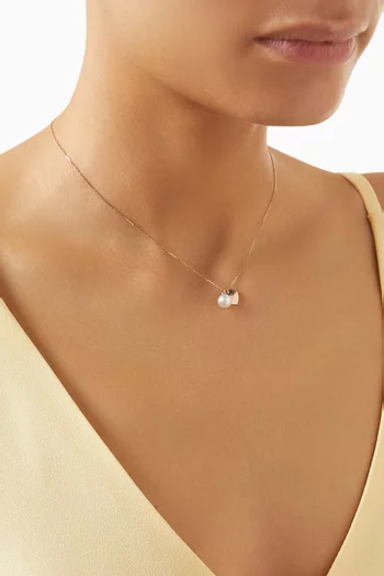 Pearl & Heart Charm Necklace in 18kt Rose Gold